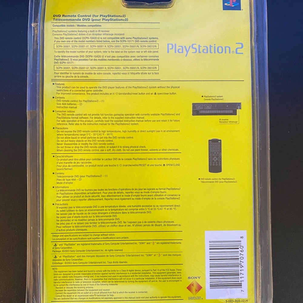 NEW (Never Opened) PS2 DVD REMOTE CONTROL